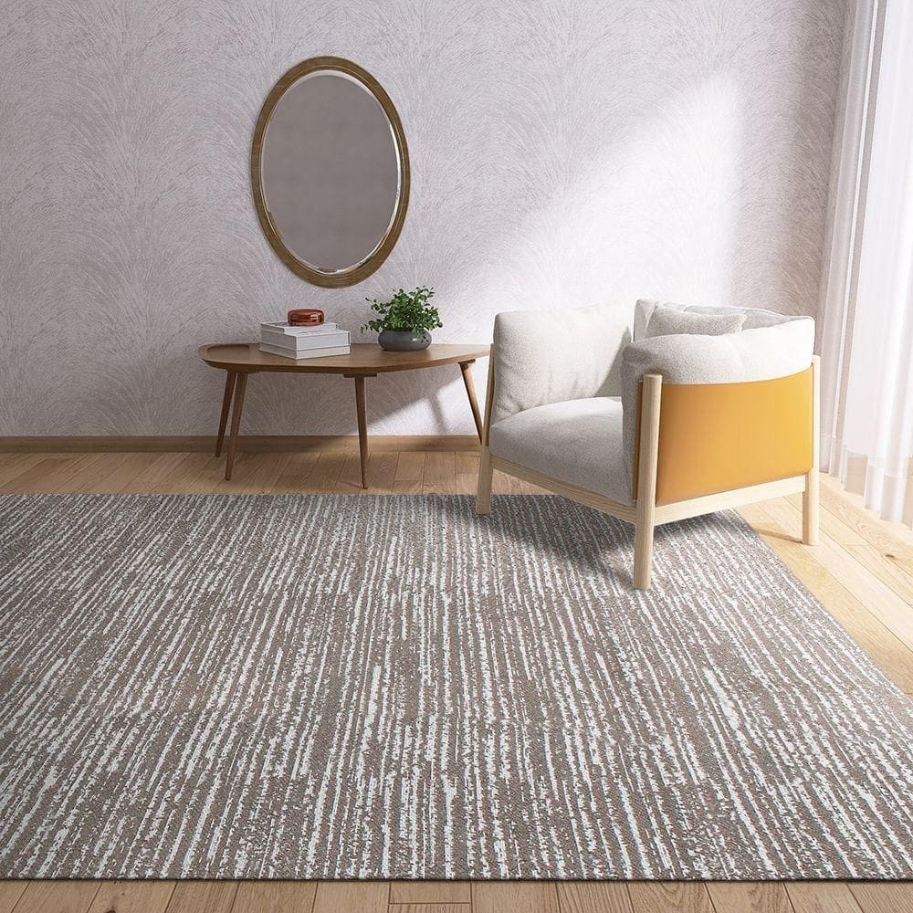 Tapete Sala Quarto Rustico Algodão Mesclado Riscato Caramelo 200x140