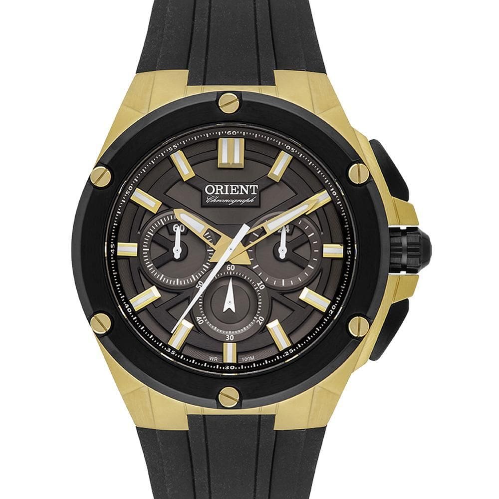 Relógio Orient Masculino Cronógrafo Dourado 100m Caixa 45mm