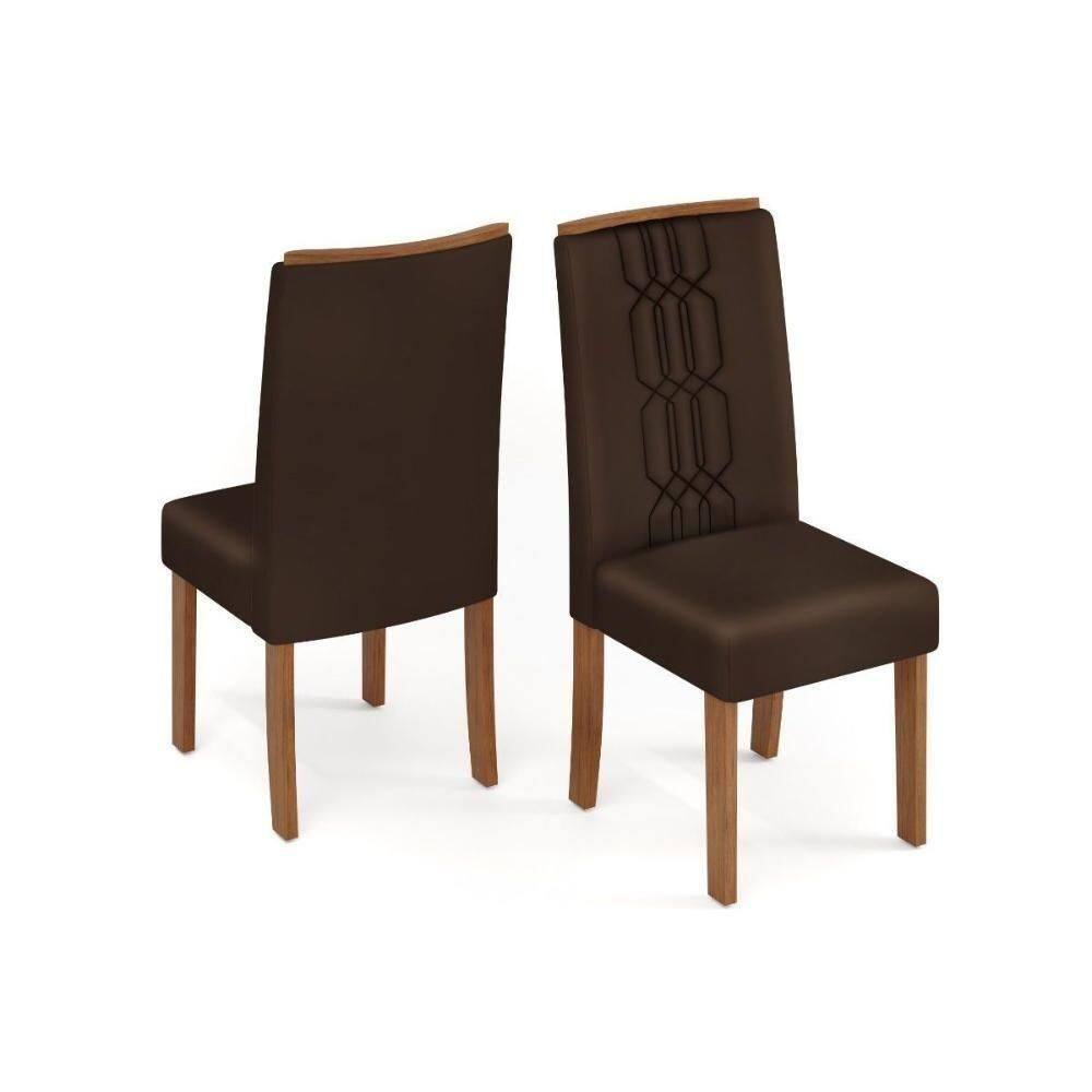 Cadeira De Cozinha Zoe Kit 2 Un Cedro Suede Moca Marrom