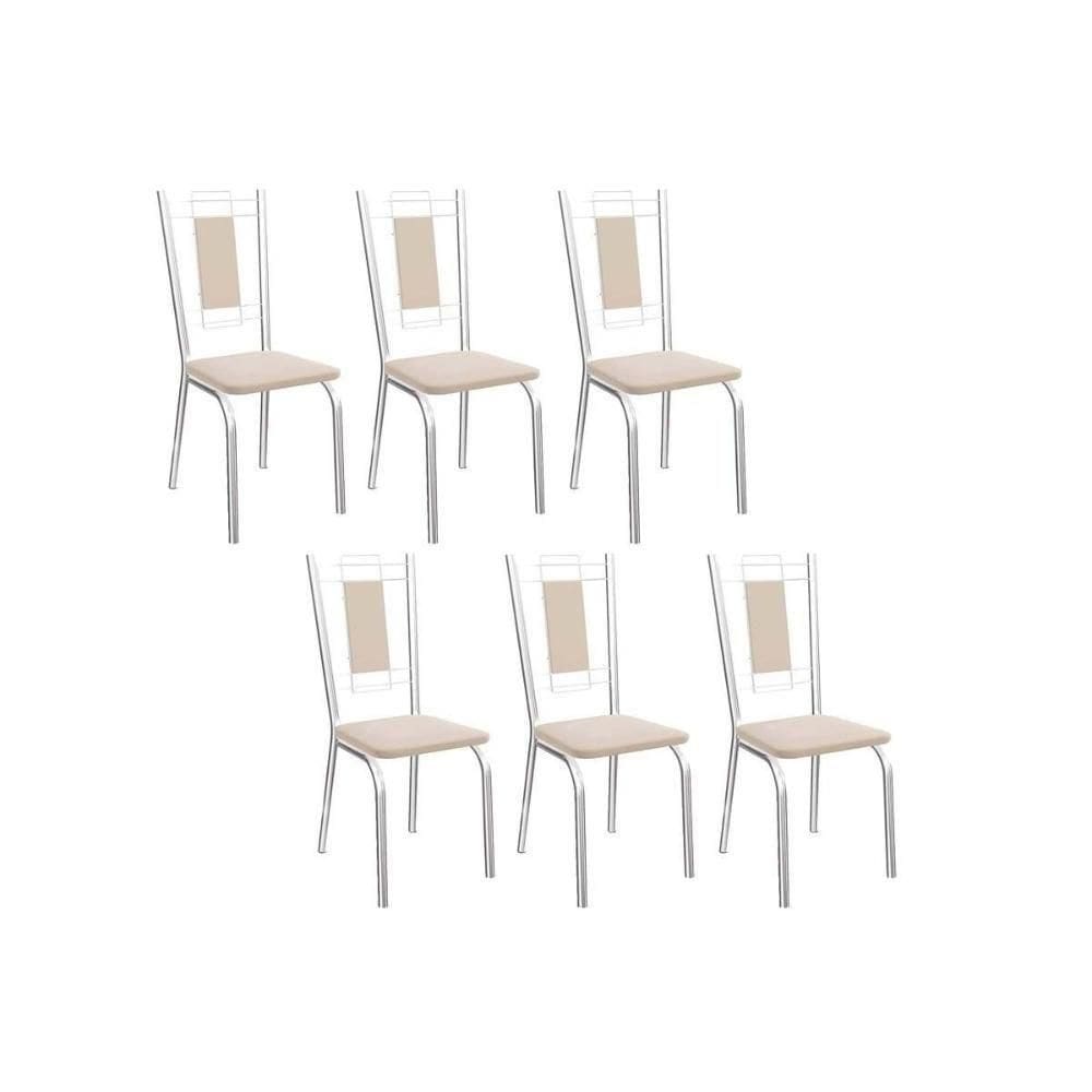 Cadeira De Cozinha Florença 2c005 Aço Kit 6 Uni Cromada Nude 16