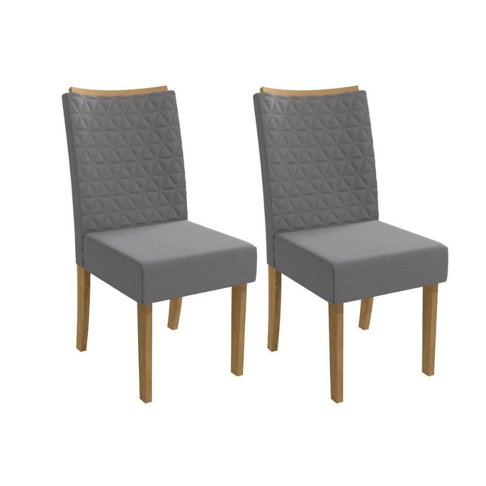 Cadeira De Cozinha 2cad129 Kit 2 Un Canela Suede Cinza