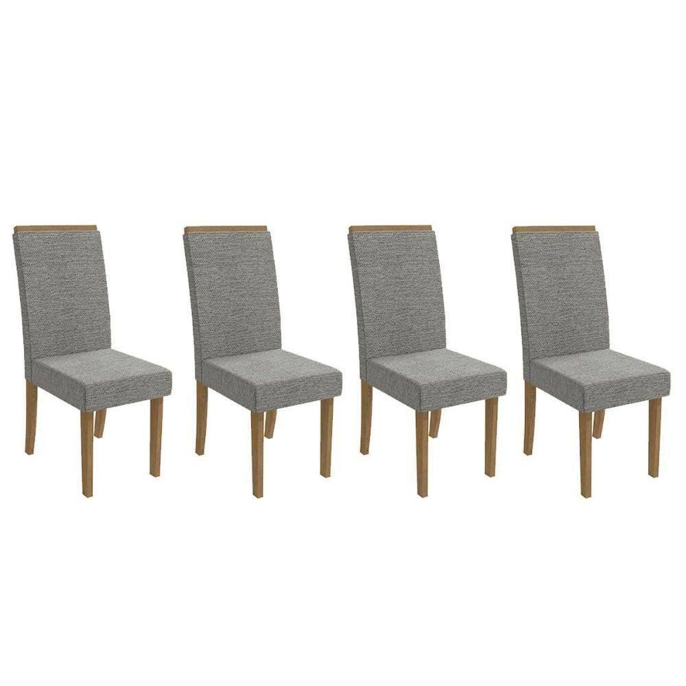 Kit 4 Cadeiras Sala Jantar 2cad142fr 4 Un Freijó Linho Cinza Mesclado