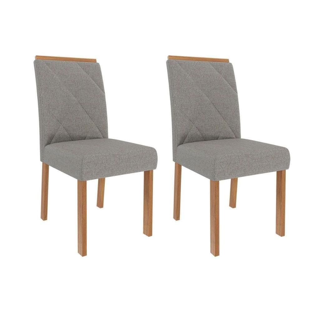 Cadeira De Cozinha Fernanda Wood Kit 2 Un Madeirado Linho Grafite Cimol