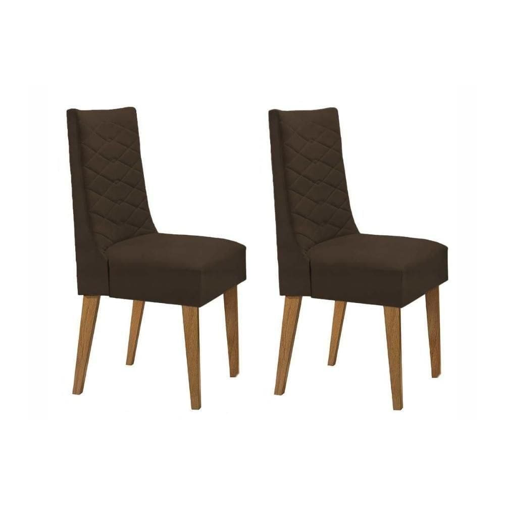 Kit 2 Cadeiras De Cozinha Dafne 2 Un Imbuia Suede Marrom Rufato