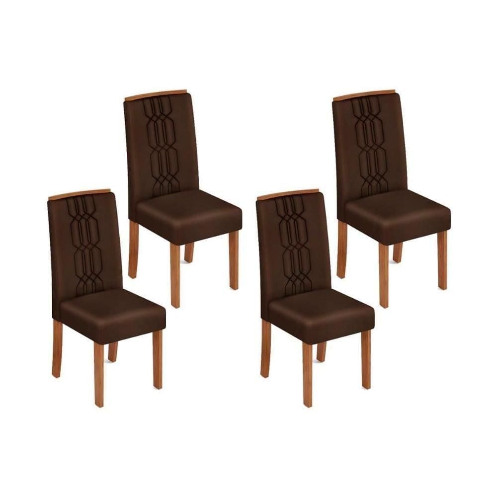 Cadeira De Cozinha Zoe Kit 4 Un Cedro Suede Moca