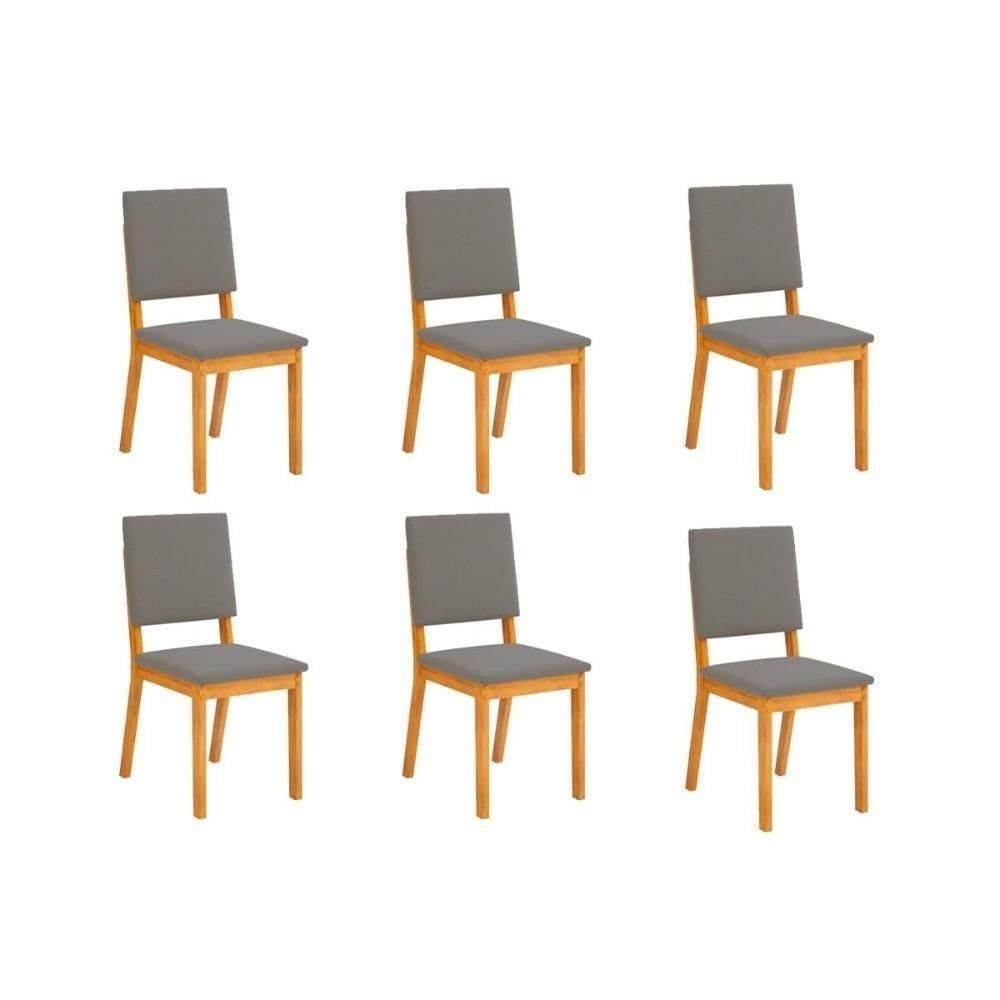 Kit 6 Cadeiras De Cozinha Talia 6 Un Cedro Suede Lunar