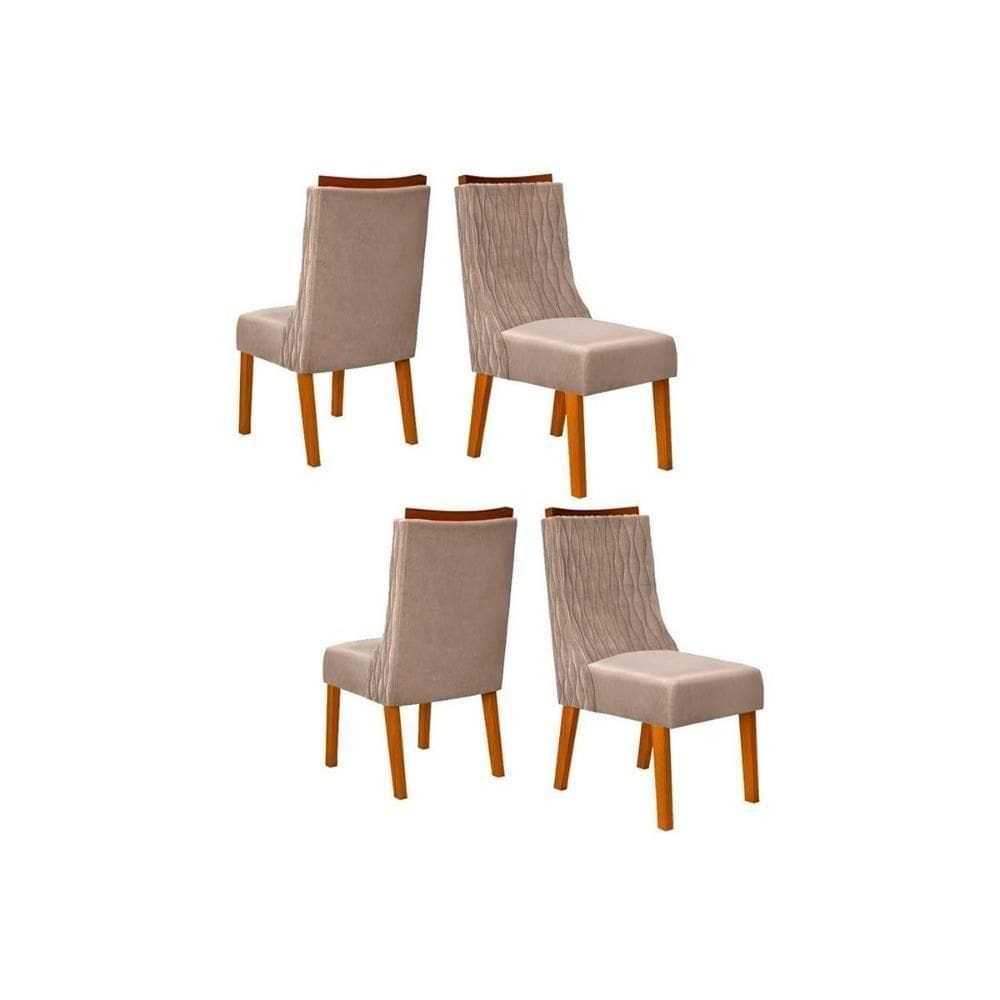 Kit 4 Cadeiras De Cozinha Jade 4 Un Freijó Suede Kraft