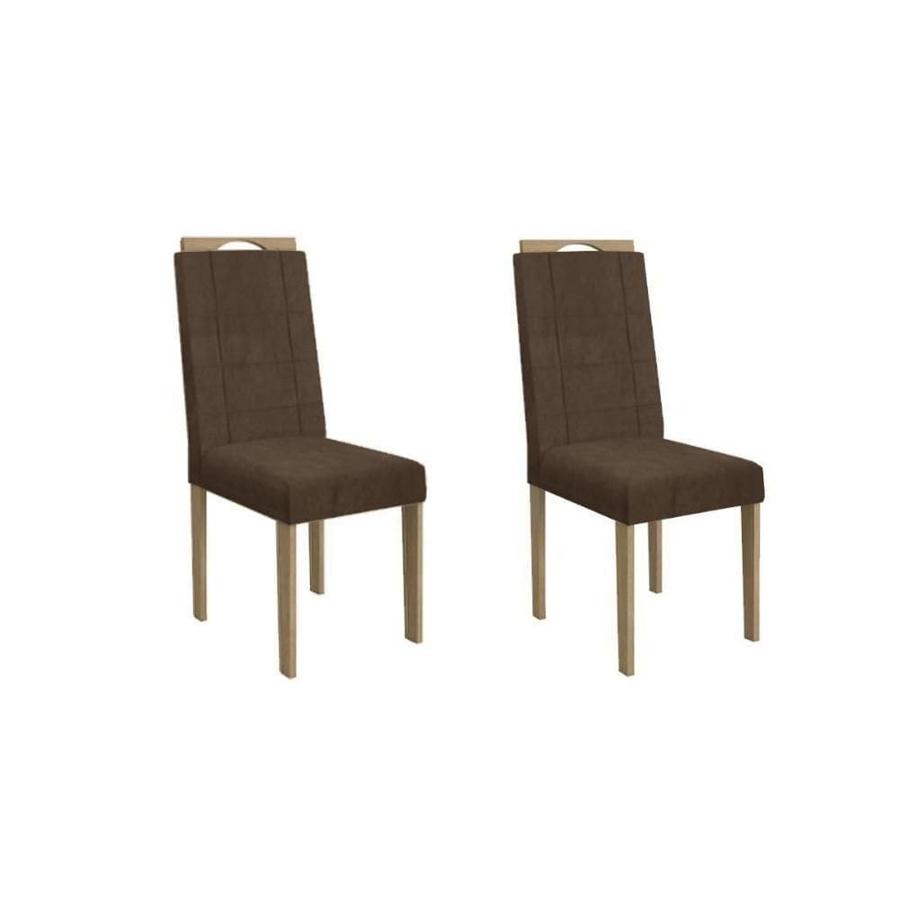 Cadeira De Cozinha 2cad150ea Kit 2 Un Carvalho Suede Marrom