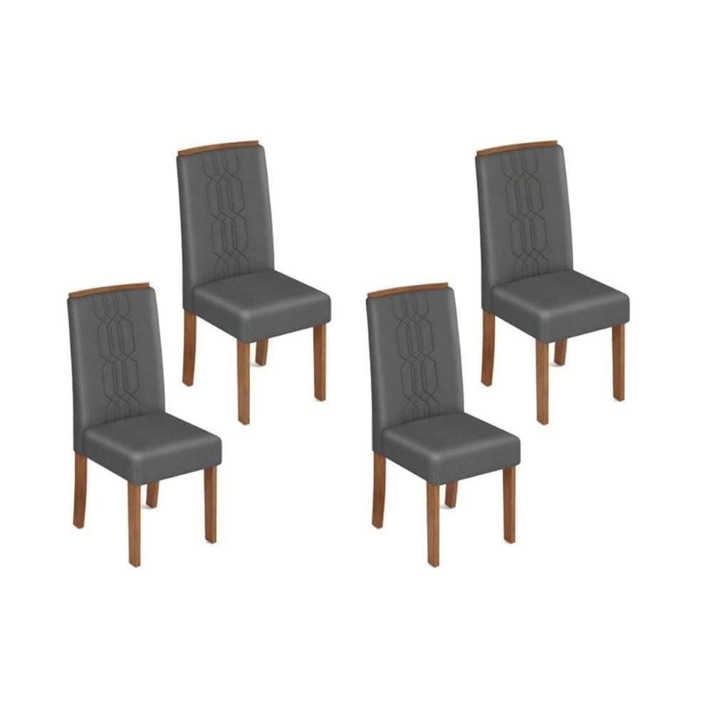 Cadeira De Cozinha Zoe Kit 4 Un Cedro Suede Lunar