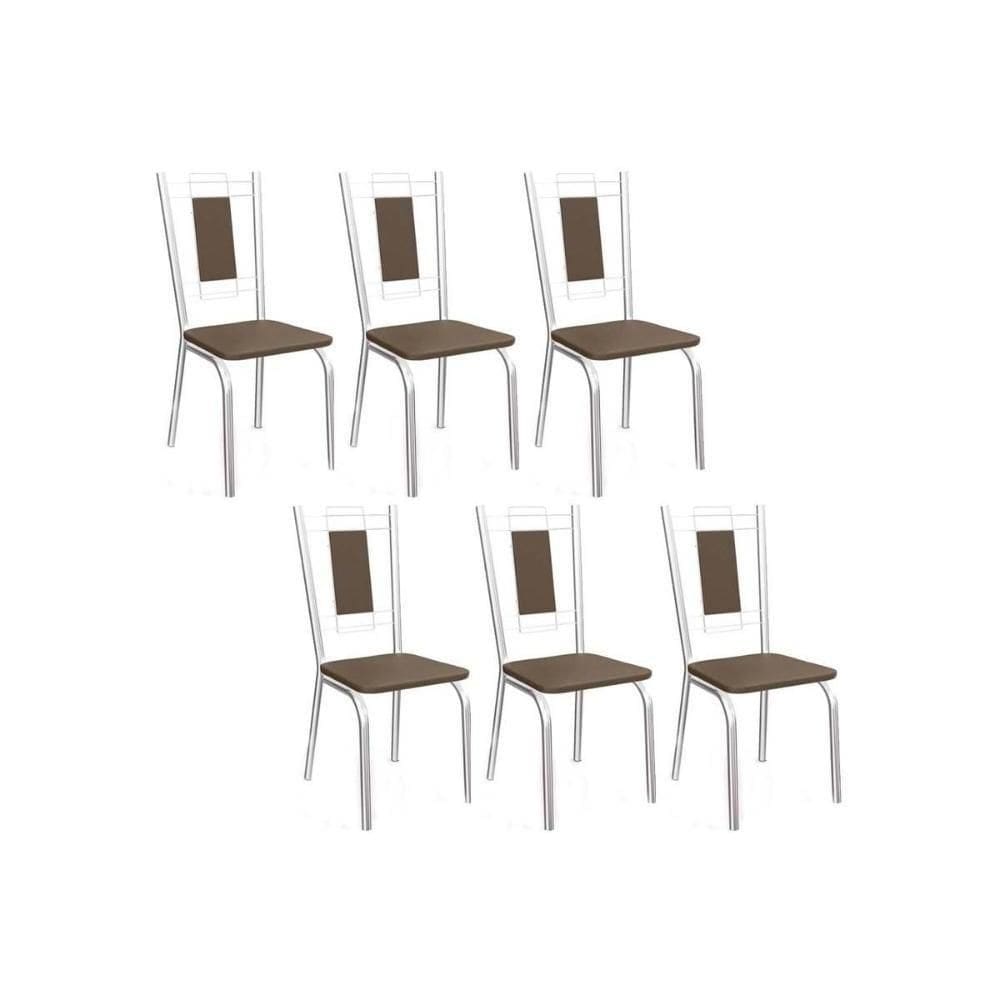 Cadeira De Cozinha Florença 2c005 Aço Kit 6 Uni Cromado Marrom 21