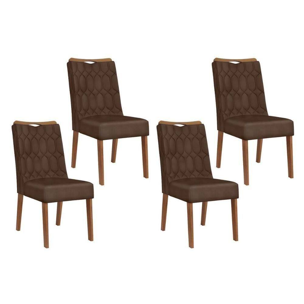 Kit 4 Cadeiras Sala Jantar Bia 4 Un Freijó Suede Moca