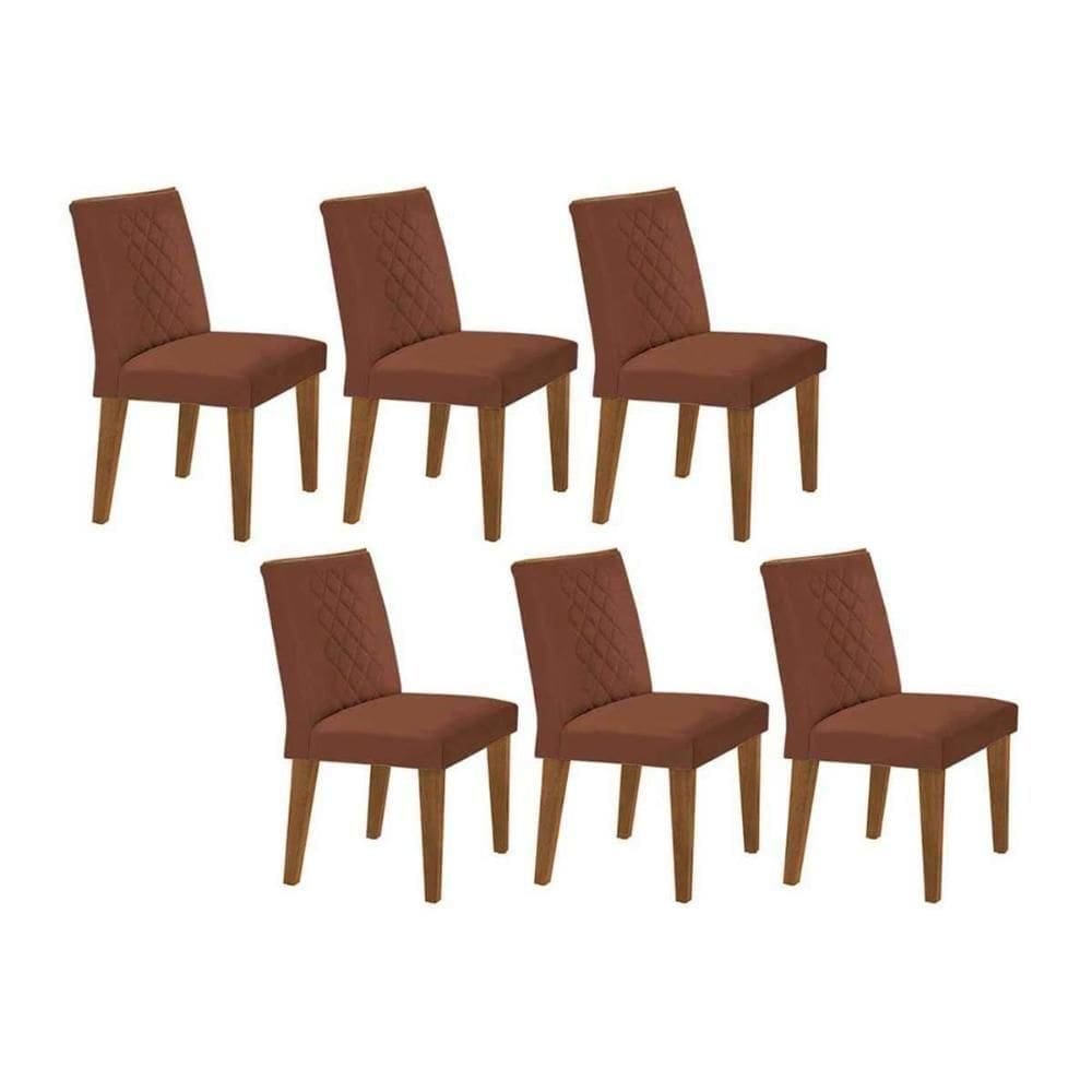Cadeira De Cozinha Jade Kit 6 Un Capuccino Suede Marrom Rufato