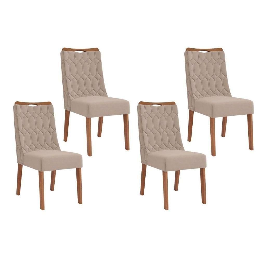 Kit 4 Cadeiras Sala Jantar Bia 4 Un Freijó Suede Kraft