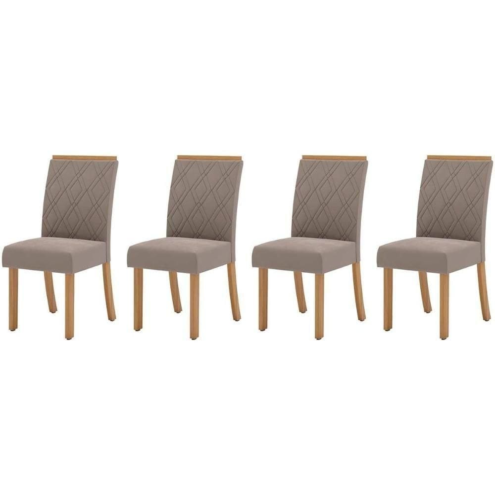 Kit 4 Cadeiras Sala Jantar Vita 4 Un Nature Suede Light Bege
