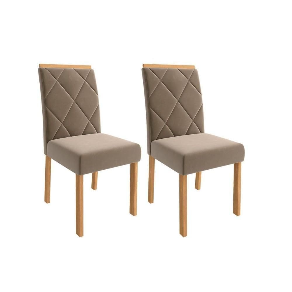 Kit 2 Cadeiras Sala Jantar Fernanda Wood 2 Un Madeirado Suede Joli Capuccino Cimol