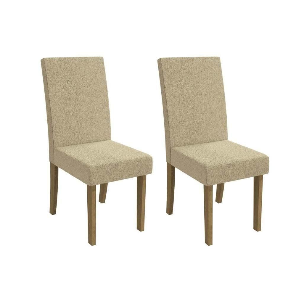 Cadeira De Cozinha 2cad131 Kit 2 Un Canela Bouclê Bege