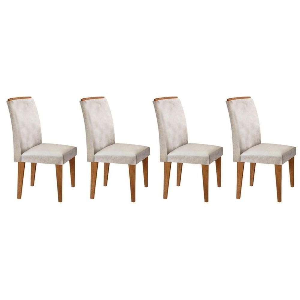 Kit 4 Cadeiras Sala Jantar Lunara 4 Un Imbuia Suede Creme Rufato