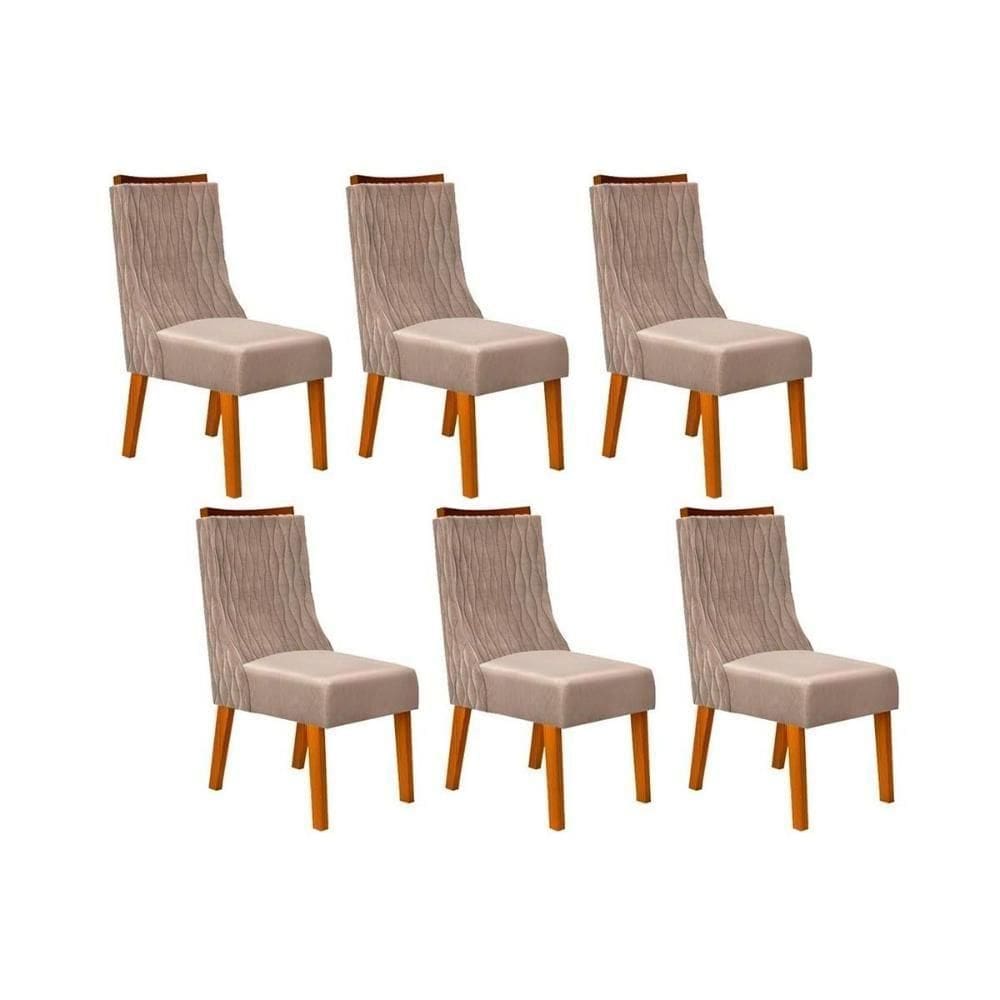 Kit 6 Cadeiras Sala Jantar Jade 6 Un Freijó Suede Kraft