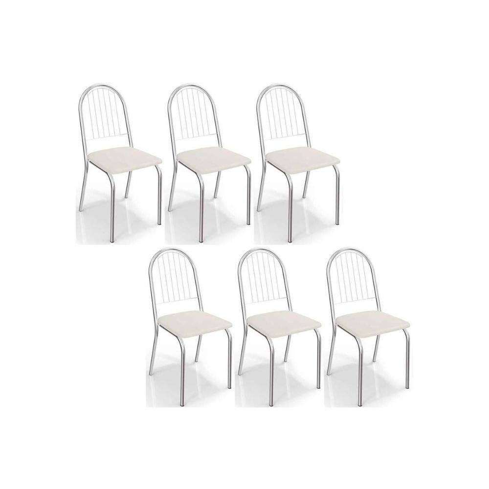 Kit 6 Cadeiras De Cozinha Noruega 2c077 6 Un Cromada Branco 106