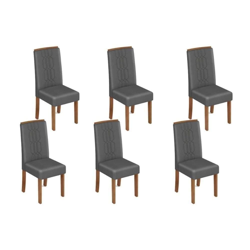 Kit 6 Cadeiras Sala Jantar Zoe 6 Un Cedro Suede Lunar