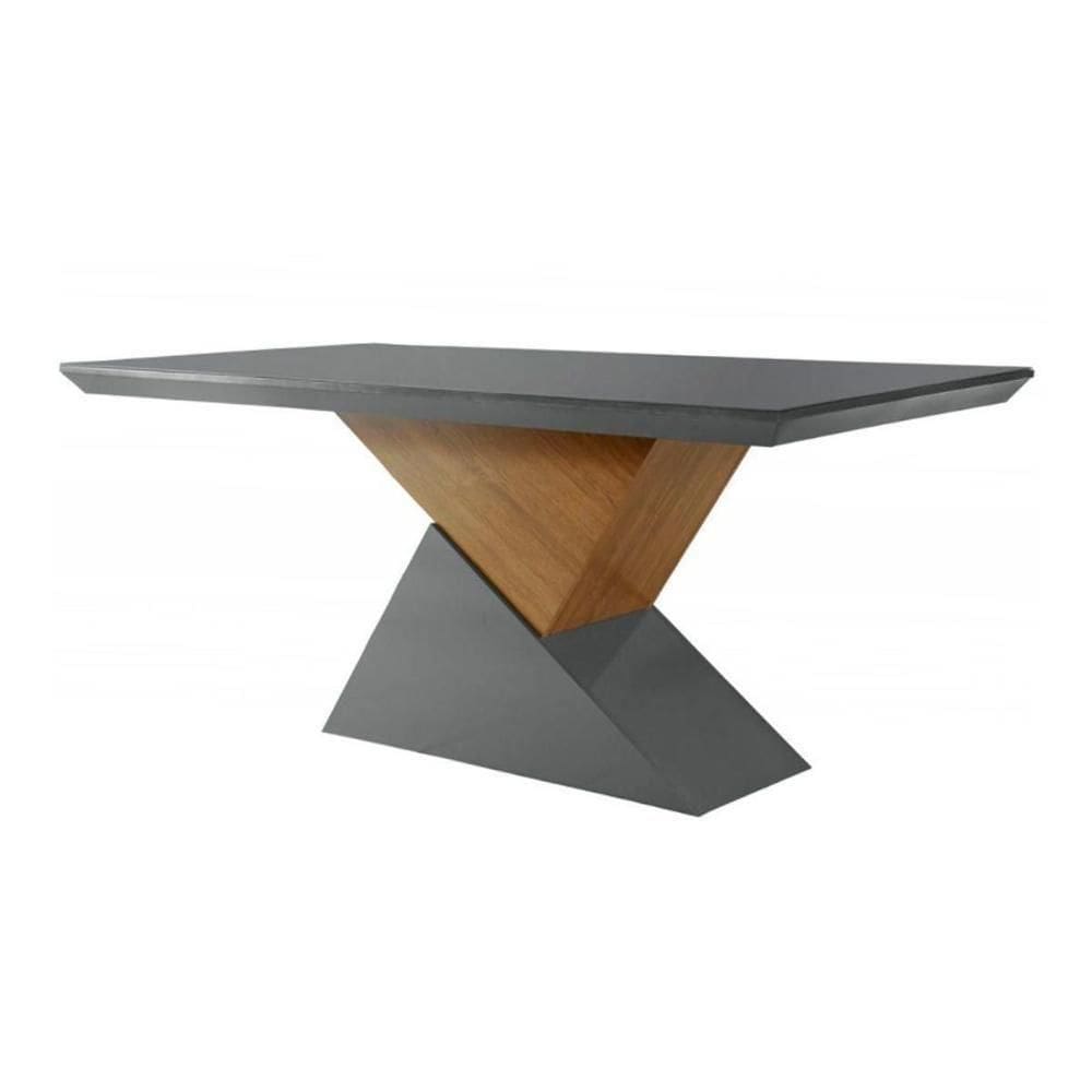 Mesa Para Cozinha Dubai Com Tampo 180x90cm Madeirado Vidro Canto Curvo Imbuia Grafite Rufato