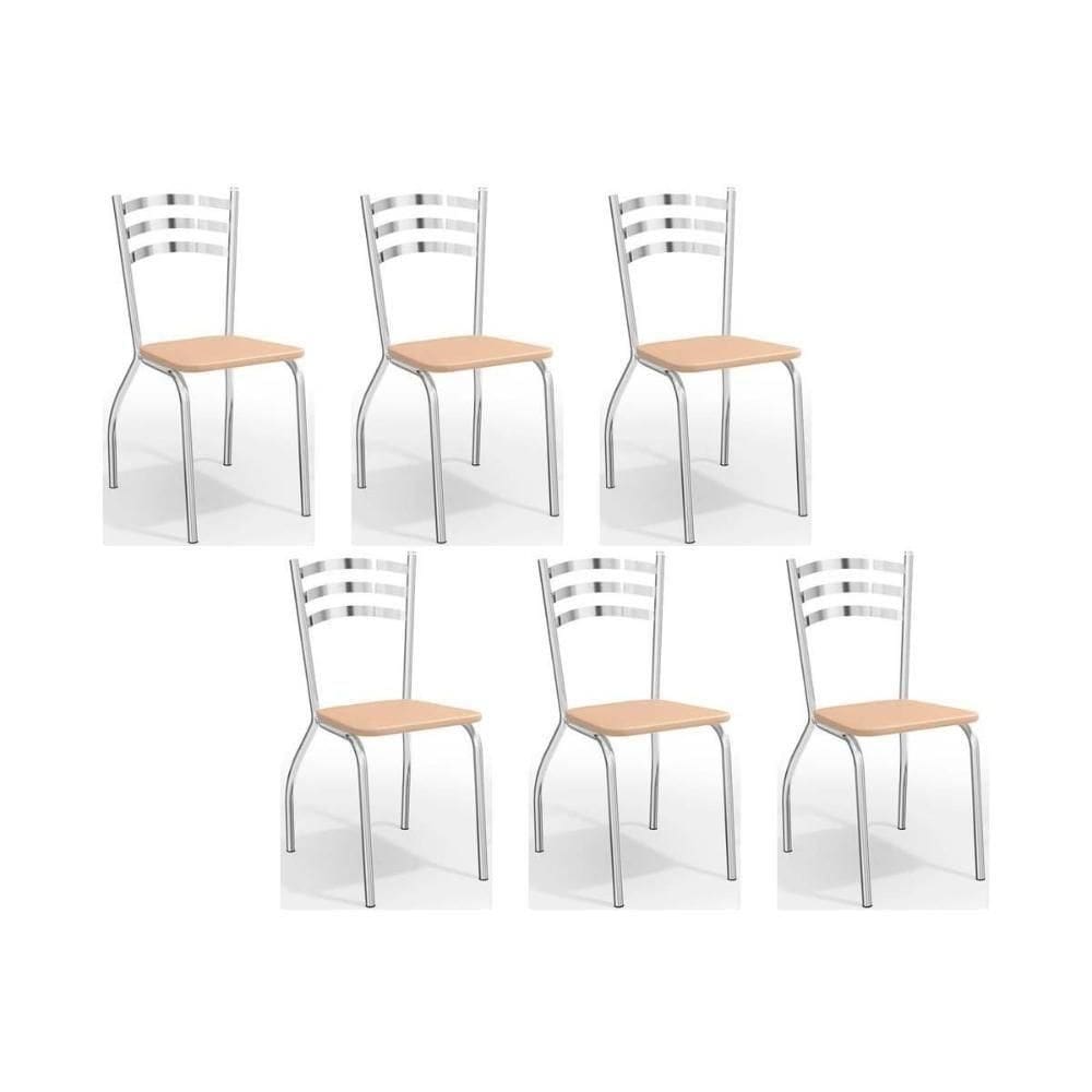 Cadeira De Cozinha Portugal C007 Kit 6 Un Cromada Nude 16