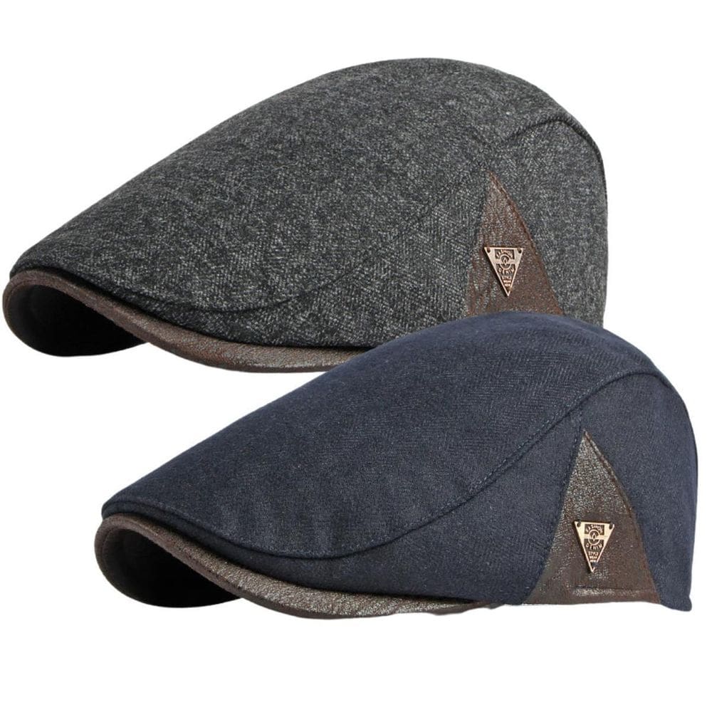 Kit 2 Boinas Italiana Premium Masculina Atemporal Azul/Cinza