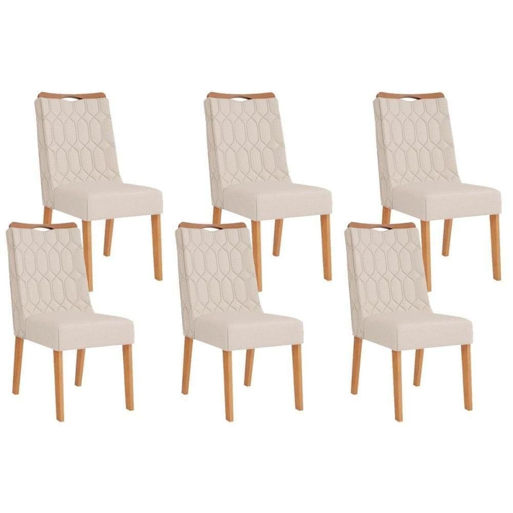 Kit 6 Cadeiras De Cozinha Bia 6 Un Cedro Linho Neve