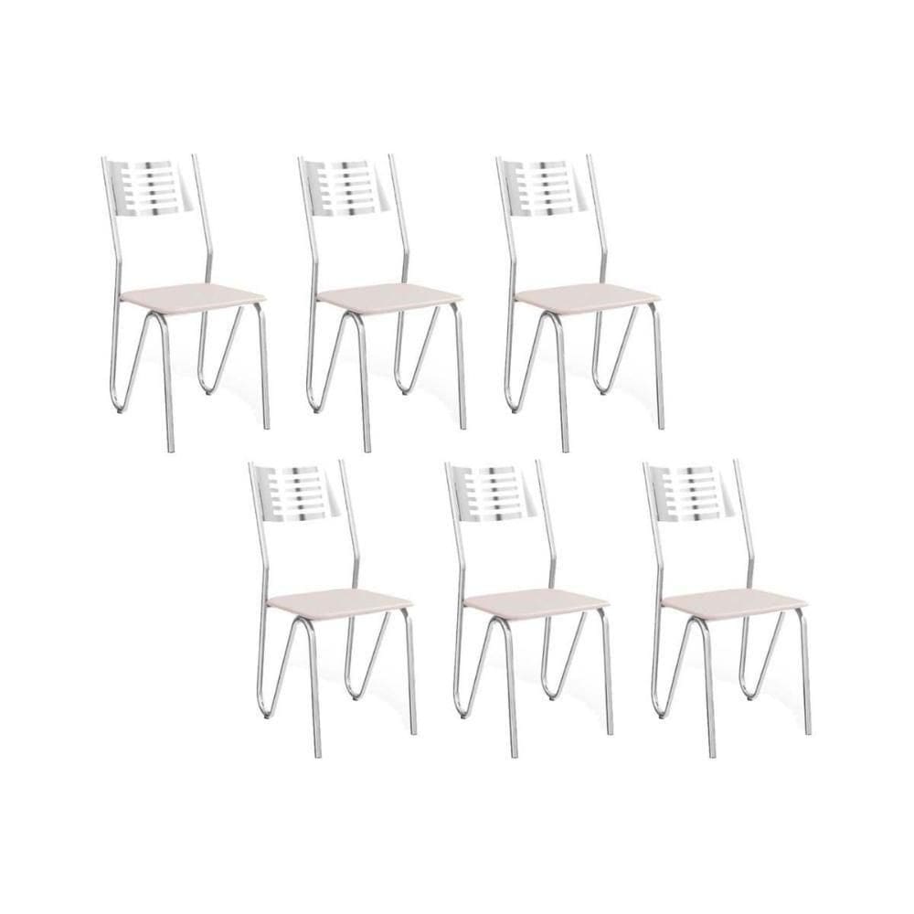 Cadeira De Cozinha Nápoles C045 Kit 6 Un Cromada Branco 106