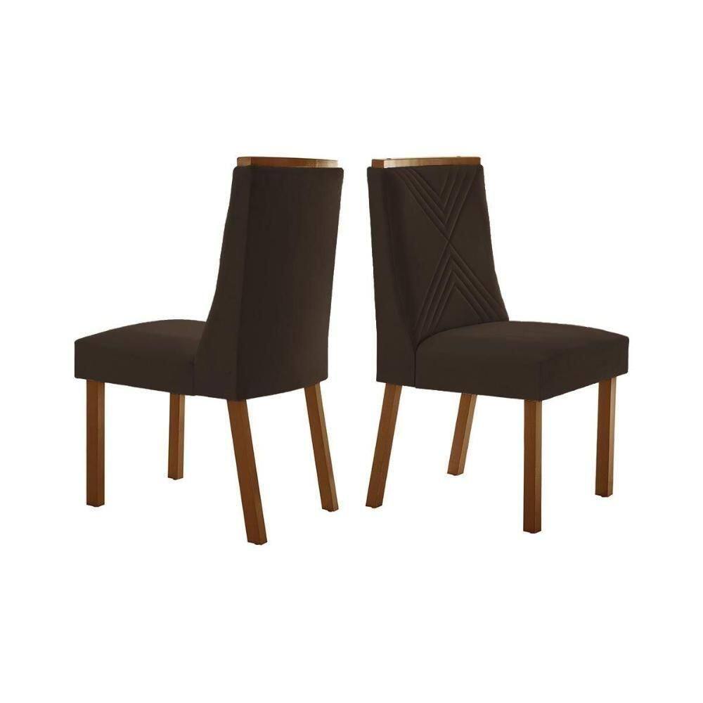 Cadeira De Cozinha Montreal Kit 2 Un Imbuia Suede Marrom Rufato