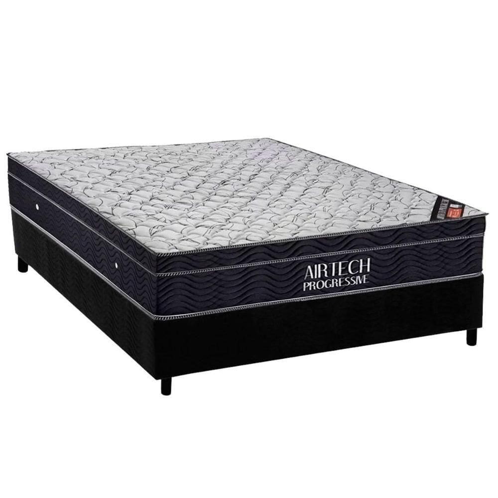 Conjunto Box Viúva: Colchão Molas Ortobom Nanolastic Airtech Progressive + Base Crc Suede Black (128x188)