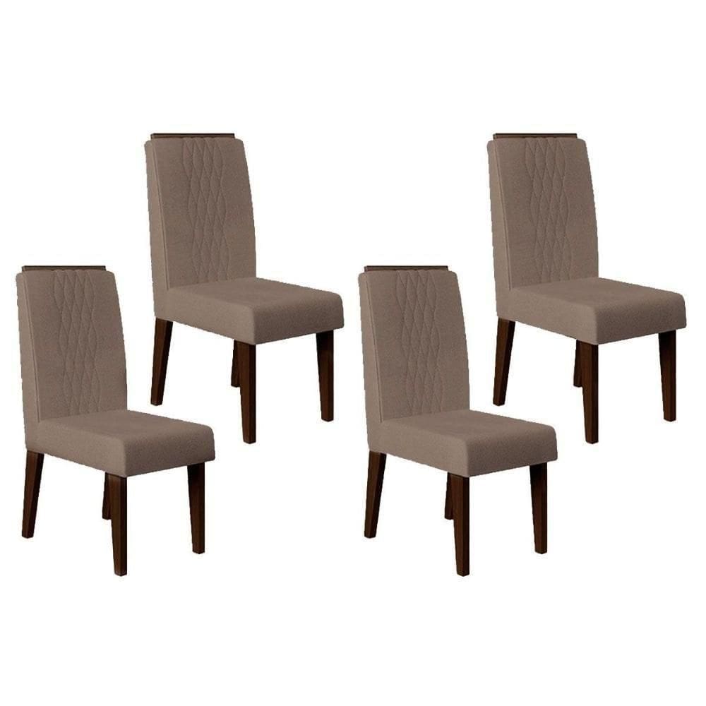 Kit 4 Cadeiras Sala Jantar Lia 4 Un Freijó Suede Kraft