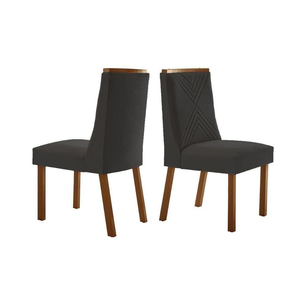 Kit 2 Cadeiras Sala Jantar Montreal 2 Un Imbuia Suede Grafite Rufato