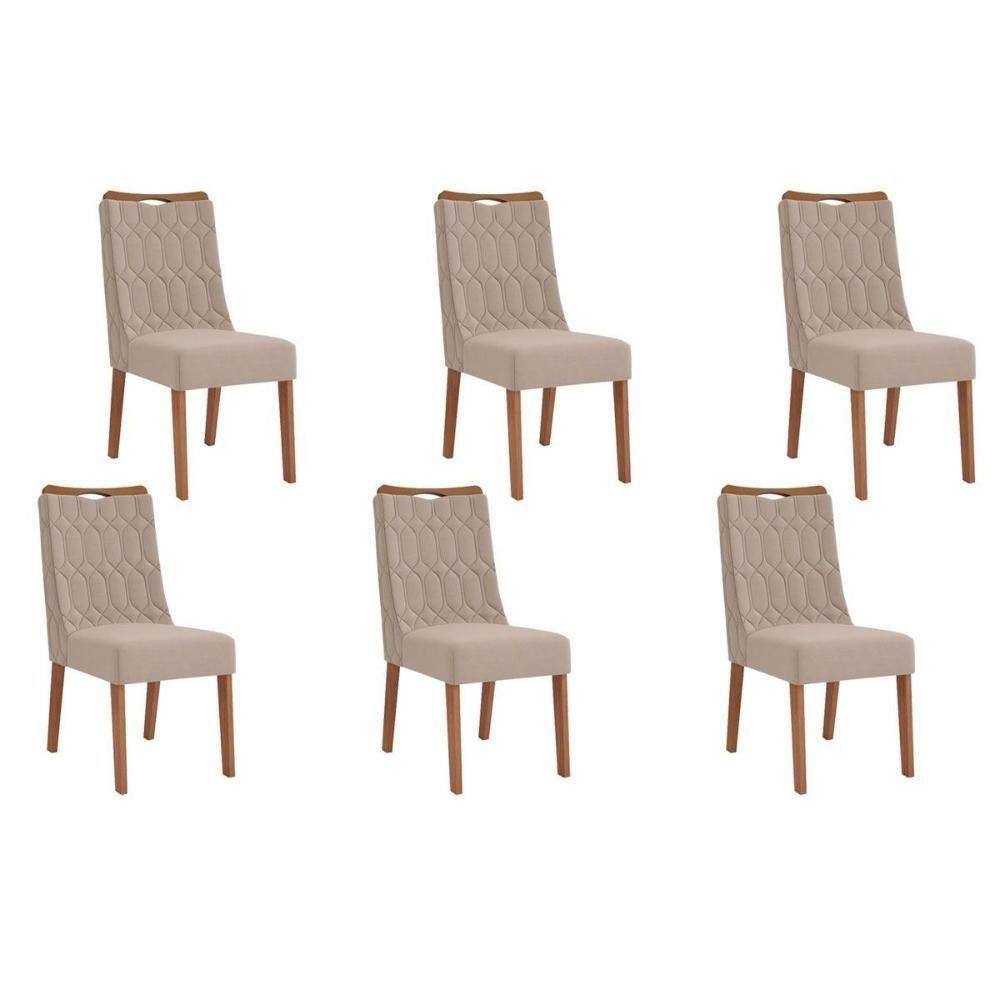 Cadeira De Cozinha Bia Kit 6 Un Freijó Suede Kraft