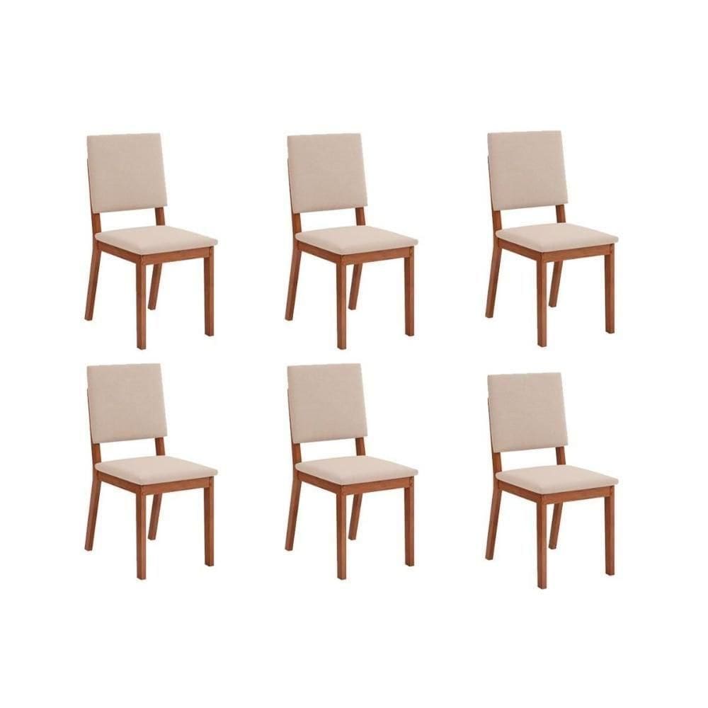 Kit 6 Cadeiras De Cozinha Talia 6 Un Freijó Suede Creme