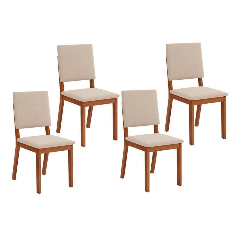 Kit 4 Cadeiras De Cozinha Talia 4 Un Freijó Suede Creme