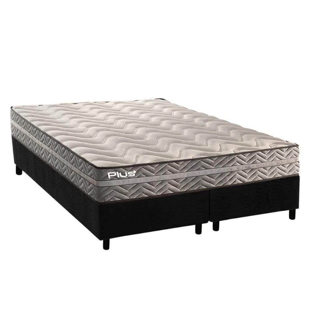 Cama Box King: Colchão Espuma D45 Paropas Pasquale Plus Gray + Base Crc Suede Black (193x203)