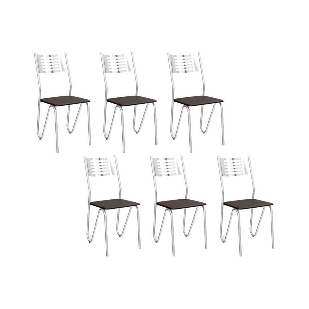 Cadeira De Cozinha Nápoles C045 Kit 6 Un Cromada Preto 110