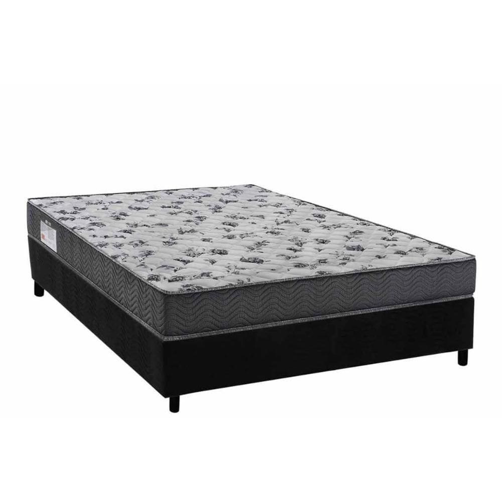 Cama Box Viúva: Colchão Ortopédico Ortobom D33 Anatômico Iso 100 Ultra Firme + Base Crc Suede Black (128x188)