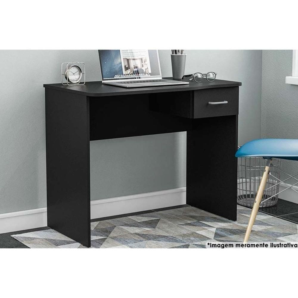 Mesa Computador Arapei Com 1 Gaveta Preto Politorno