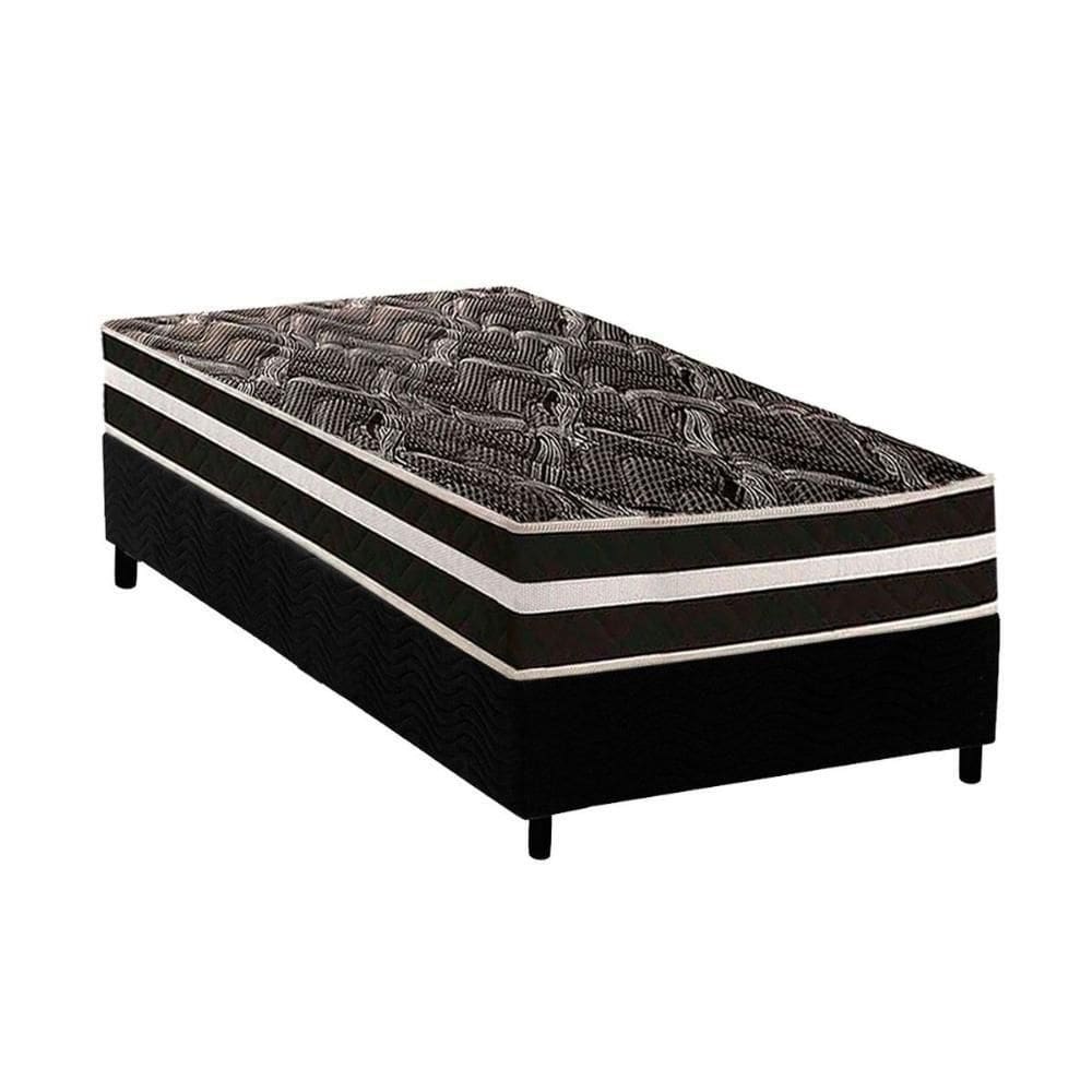 Conjunto Box Solteiro: Colchão Espuma Paropas D28 - Master Ag80 Black Double Face 25 + Base Crc Suede Black (88x188)