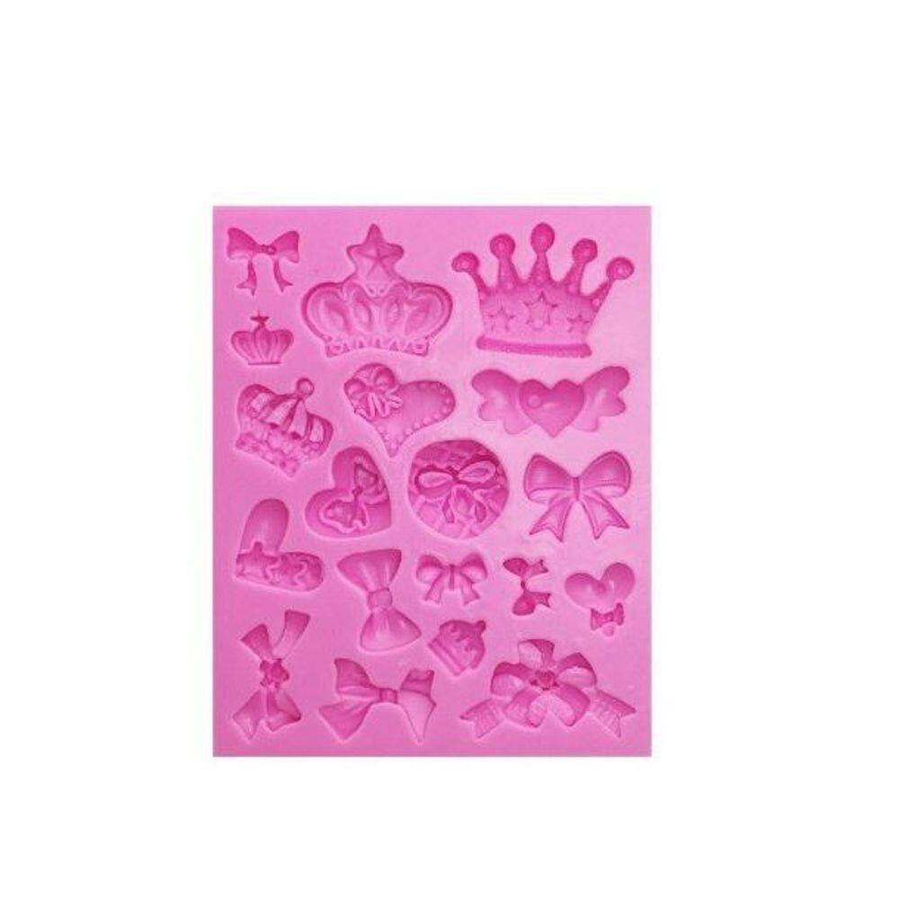 Molde Silicone Mix Coroas E Laços - Gmezn209 Rosa