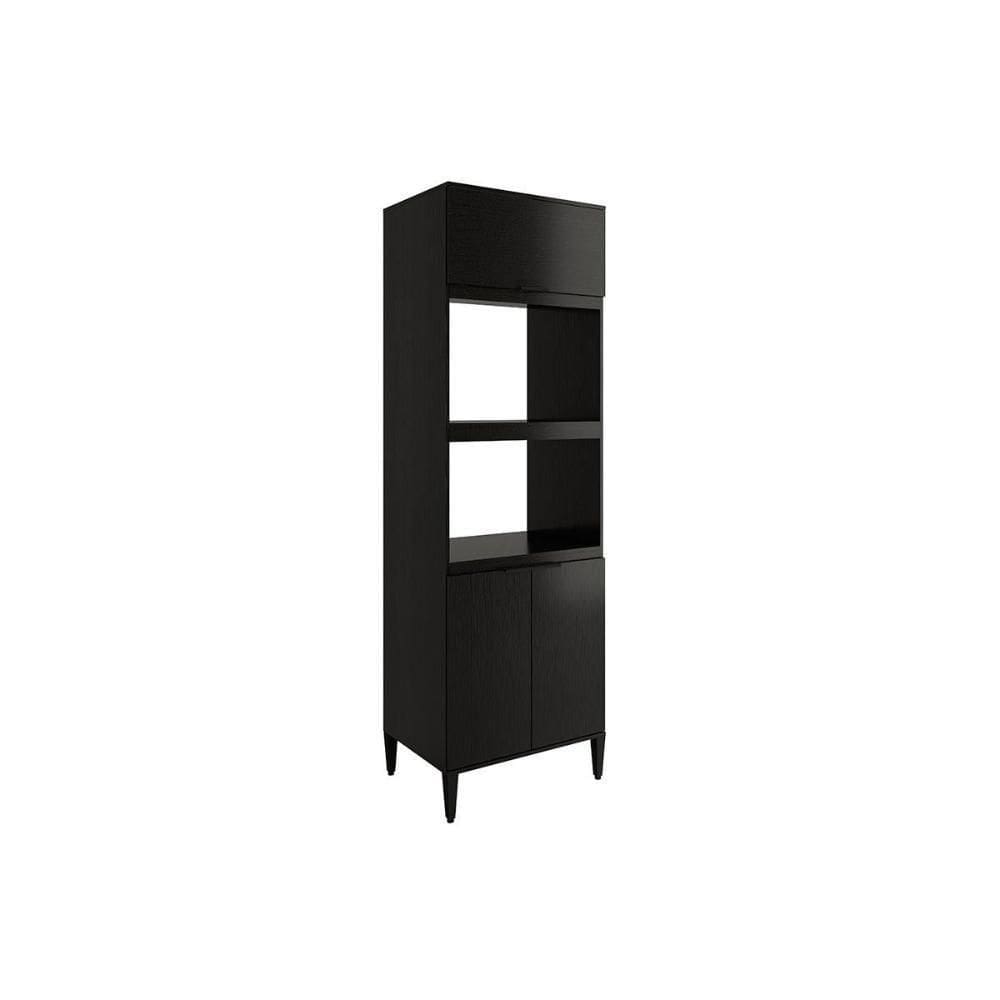 Paneleiro De Cozinha Modulado Alpha 2511 Torre Quente Com 2 Fornos 3 Portas 70cm Preto