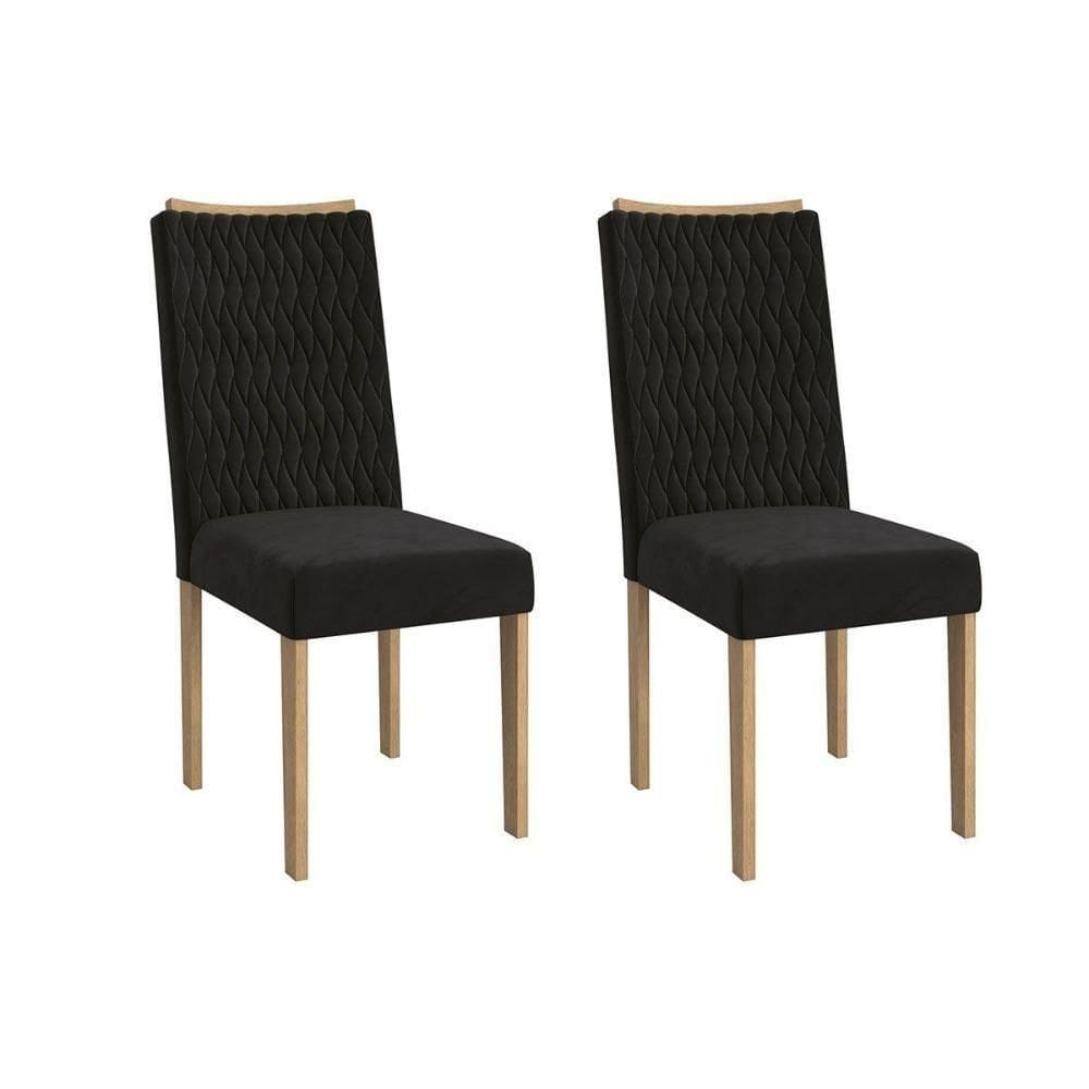 Cadeira De Cozinha 2cad157ea Kit 2 Un Carvalho Suede Preto
