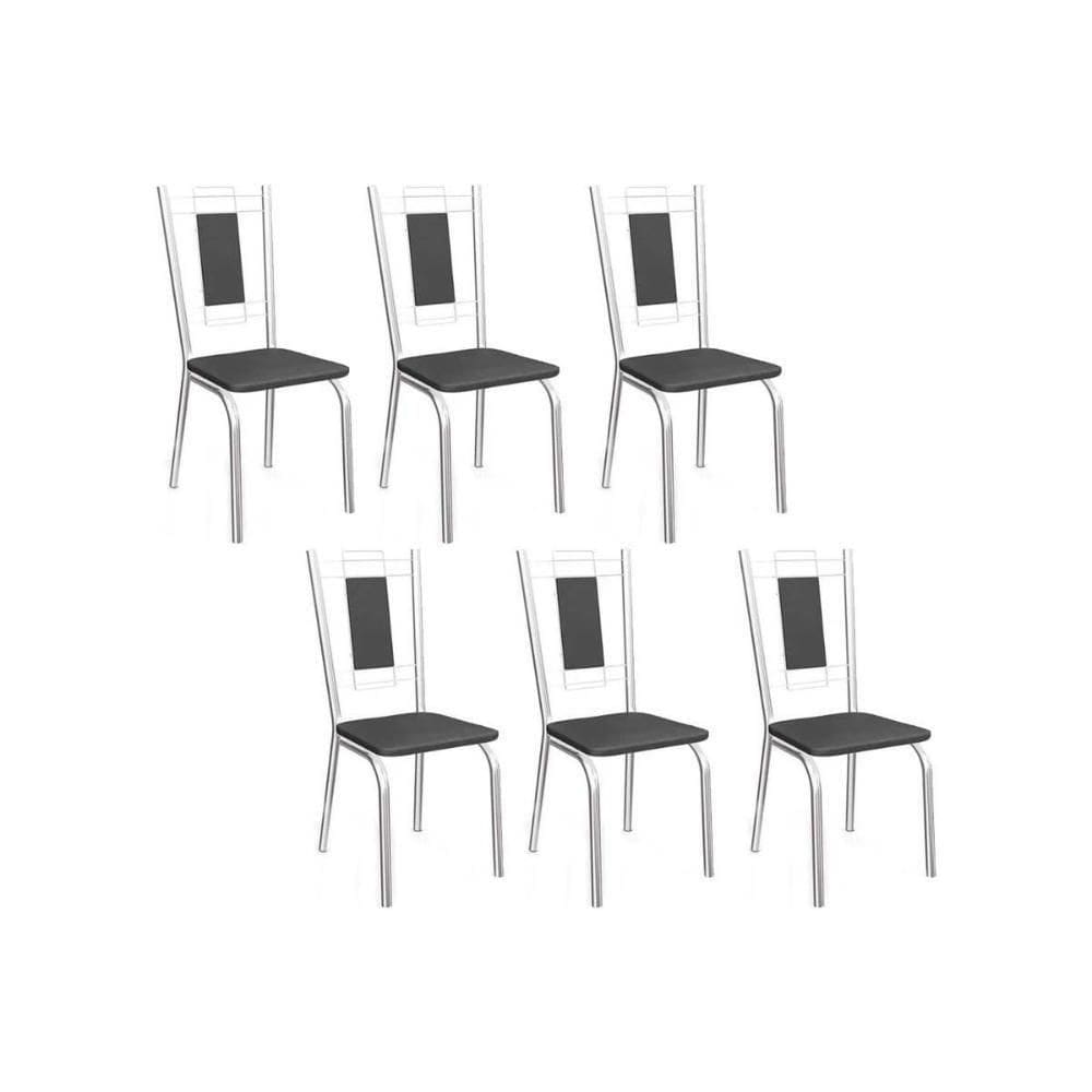 Cadeira De Cozinha Florença 2c005 Aço Kit 6 Uni Cromada Preto 110