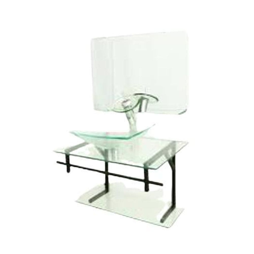 Gabinete De Vidro 70Cm Ap Com Cuba Retangular - Incolor