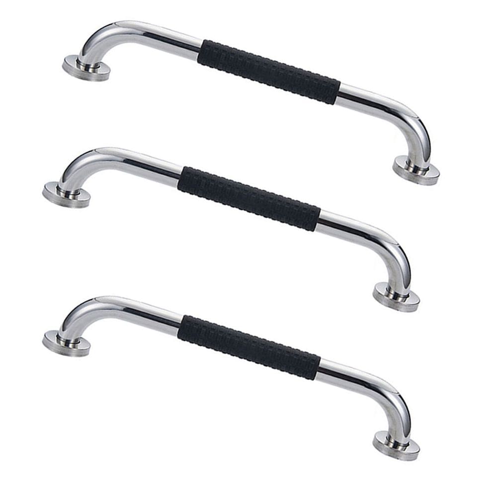 Barra de Apoio 30cm Inox Suporte Antiderrapante Kit 3 unidades Banheiro Box Gestante Idoso Cadeirante Criança Segurança