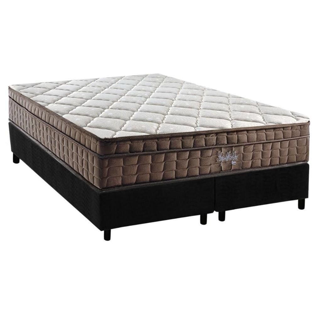 Conjunto Box Queen: Colchão Espuma D28 - Ag65 Anjos Star + Base Crc Suede Black (158x198)
