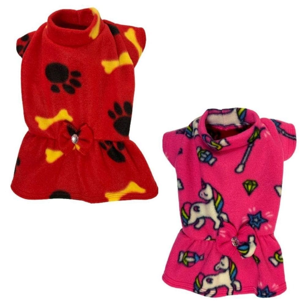 Kit 2 Roupas De Inverno Para Cães E Gatos - Vestido Soft M