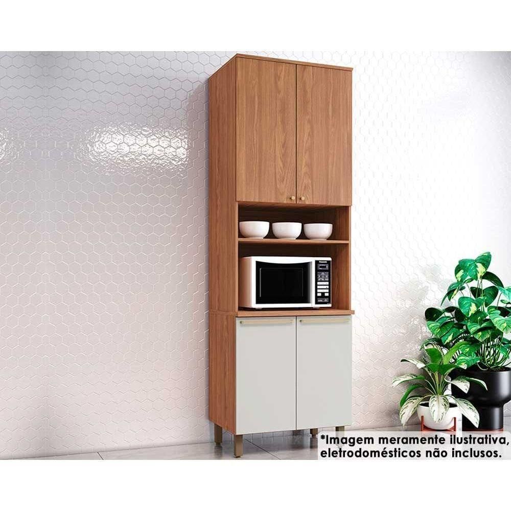 Paneleiro De Cozinha Modulado Requinte Torre Quente Com 4 Portas E 1 Nicho Para Forno 71cm Nature Nature Areia